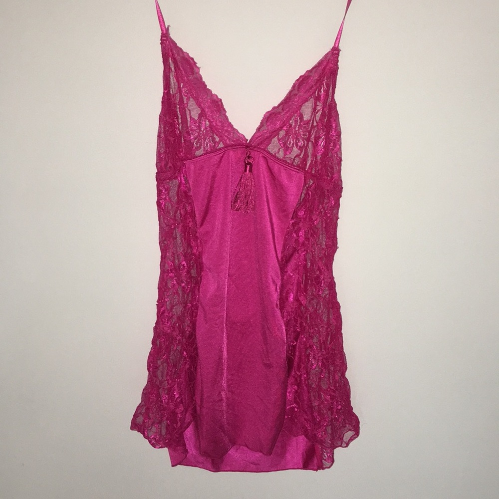 Dreamgirl Pink Lace Babydoll Chemise Size M Romantic Sheer Sleepwear